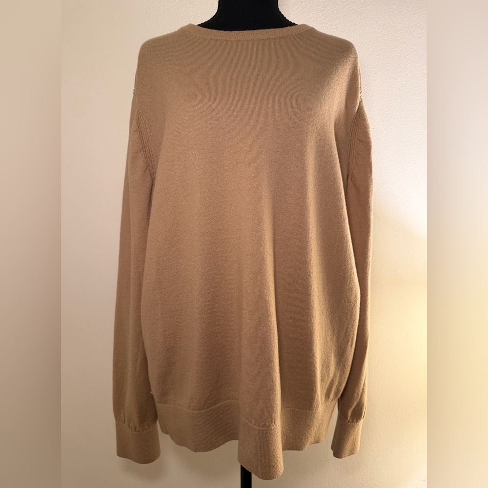 Theory Women's Camel Crew Neck Wool Sweater
